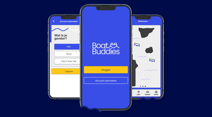 Mobiele mockup van BoatBuddies app